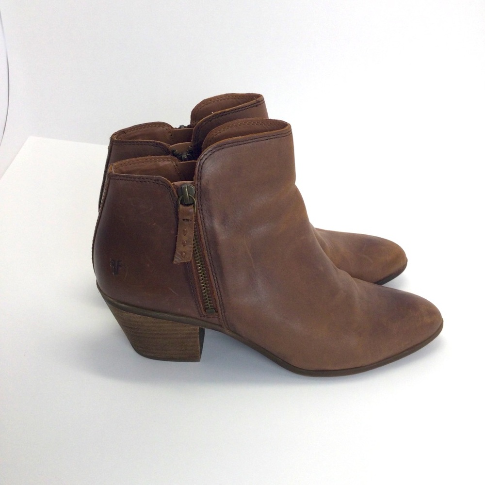 Frye Judith Double Zip Women's Leather Ankle‎ Boots Booties size 9.5